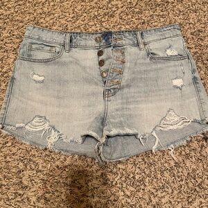 Light blue Studio Blue jeans shorts with button fly